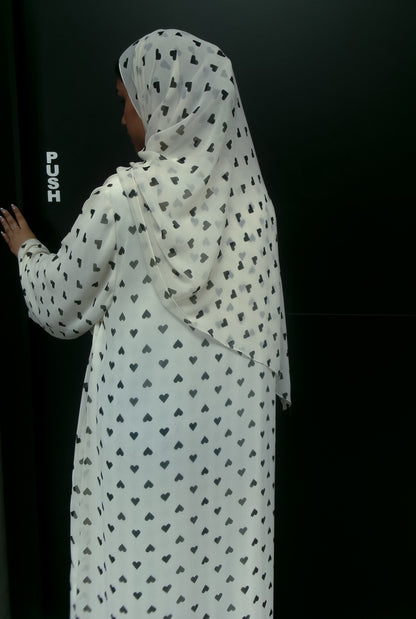 White Hearts kimono abaya, alternate view