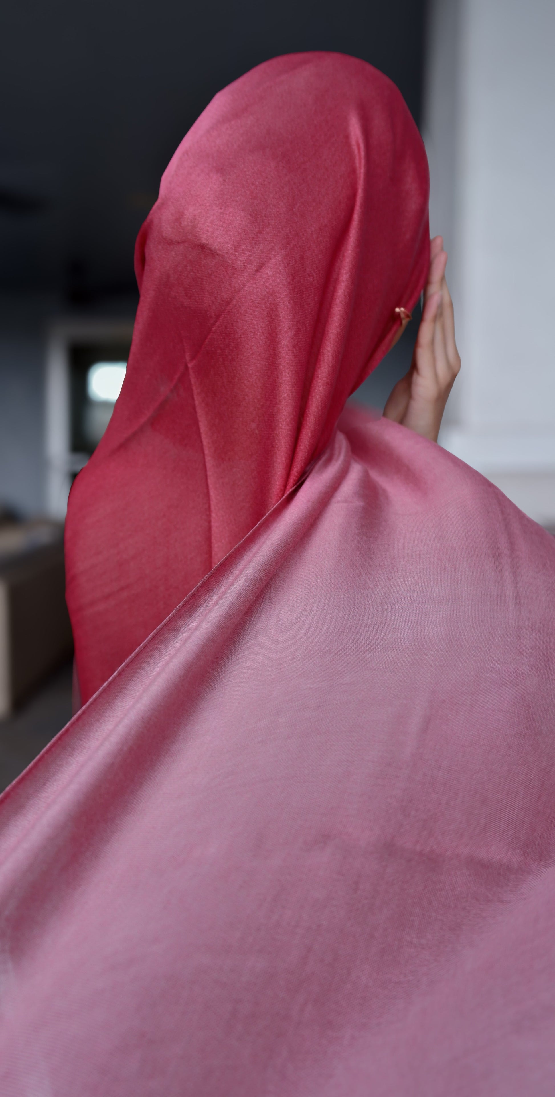 Ombré Modal Hijab in Cherry & Rouge