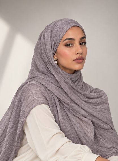 Crinkle Modal Hijab in Heather