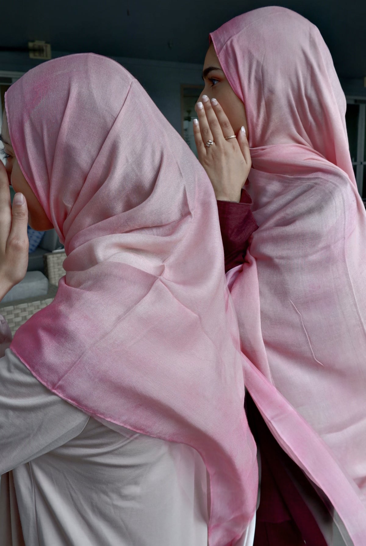 Blush drift printed modal hijab, alternate view