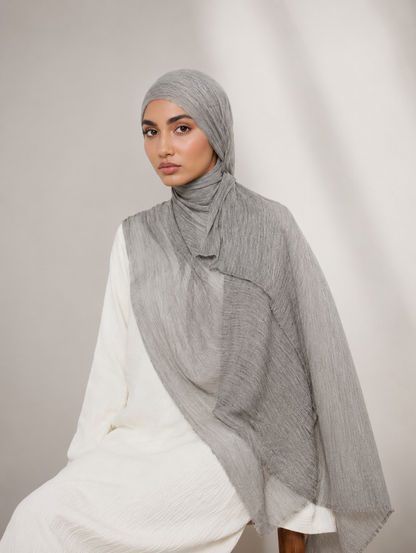 Crinkle Modal Hijab in Silver