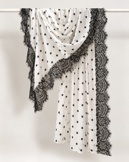 Black & White Lace Printed Modal Hijab