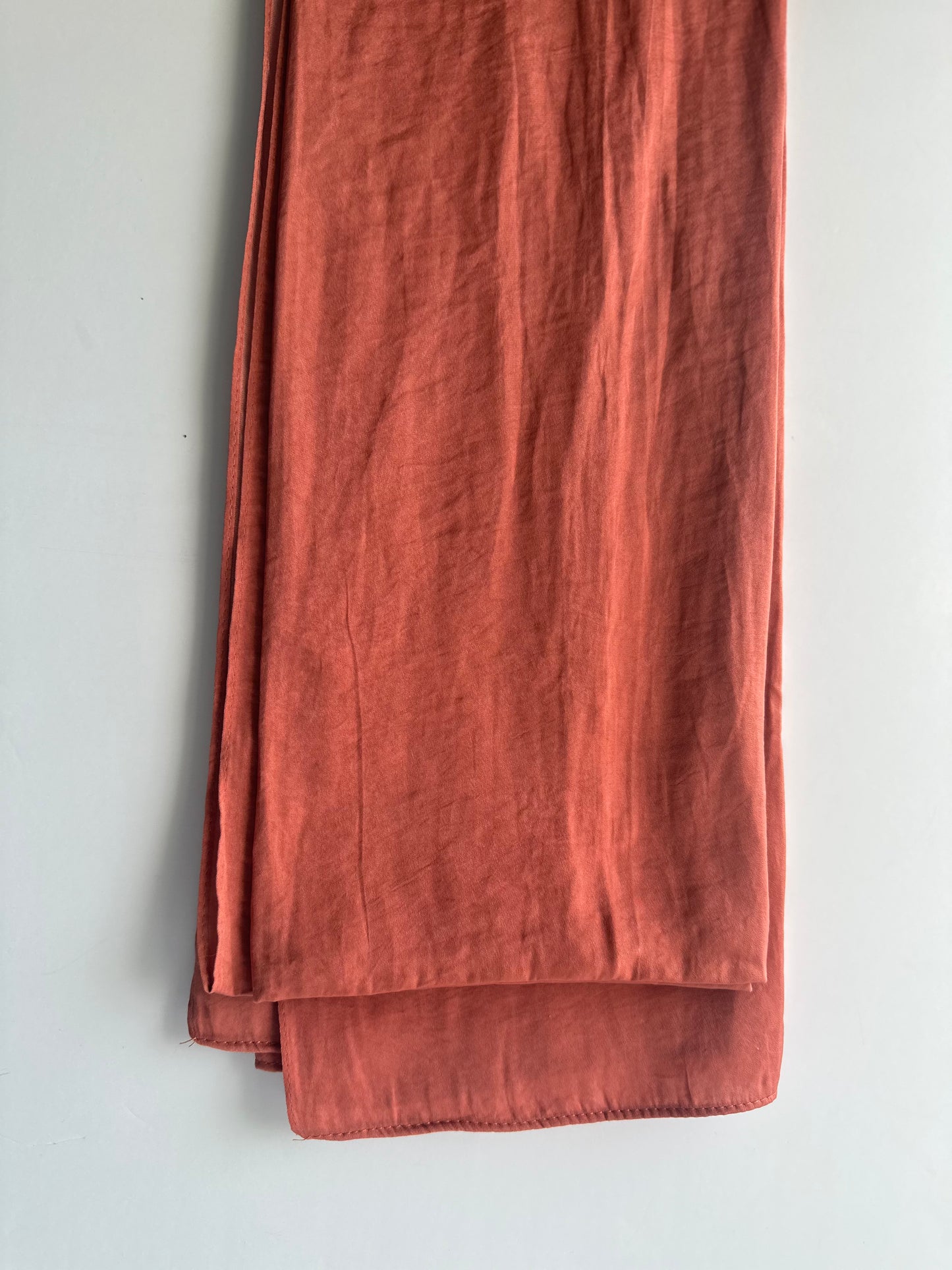 Velvet Silk Hijab in Burnt Orange