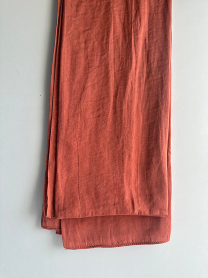Velvet Silk Hijab in Burnt Orange