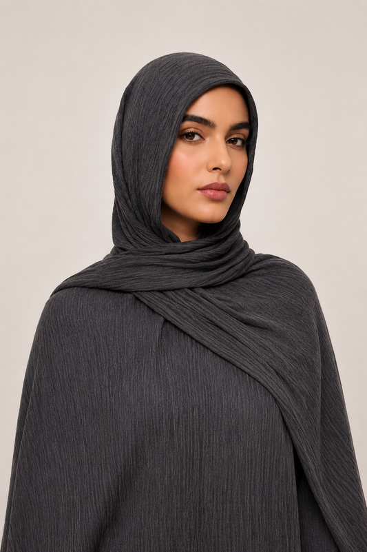 Crinkle Modal Hijab in Black