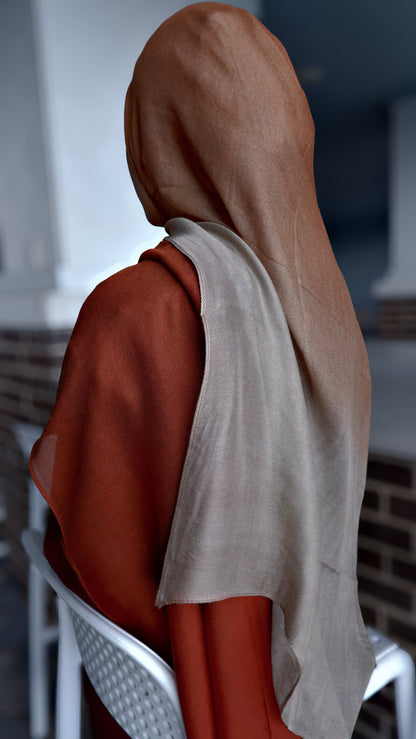 Ombré Modal Hijab in Brick & Grey