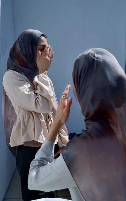 Smoky tides printed modal hijab, alternate view