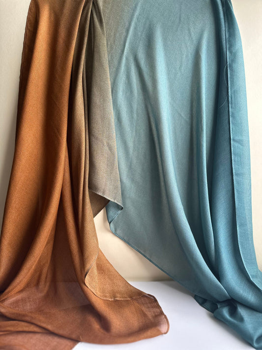 Ombré Modal Hijab in Blue & Brown