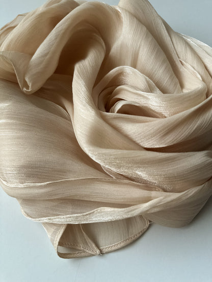 Shimmer Silk Hijab in Beige Gold