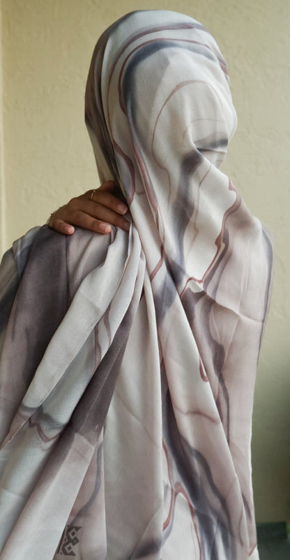 Nebula printed modal hijab in navy