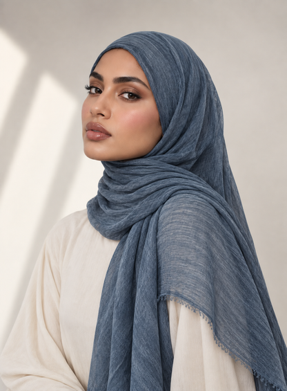 Crinkle Modal Hijab in Denim