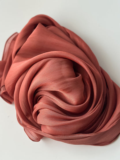 Shimmer Silk Hijab in Brick