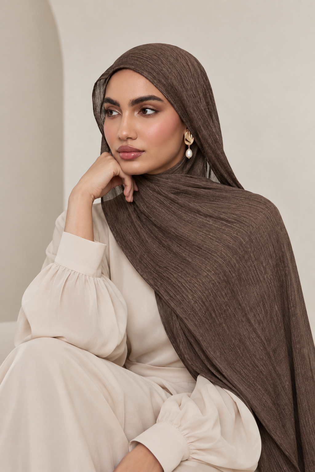 Crinkle Modal Hijab in Walnut