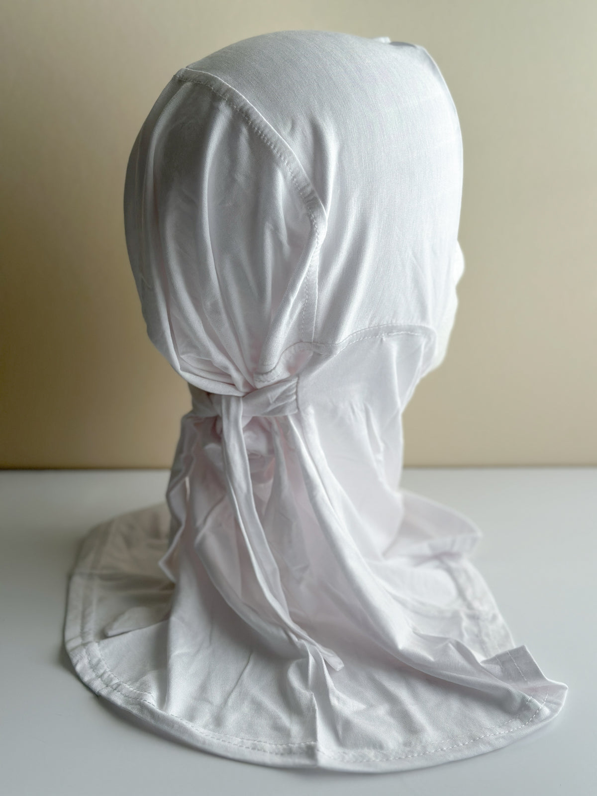 White bamboo jersey ninja undercap, alternate view