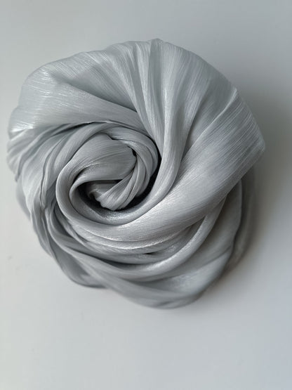 Shimmer Silk Hijab in Blue Silver