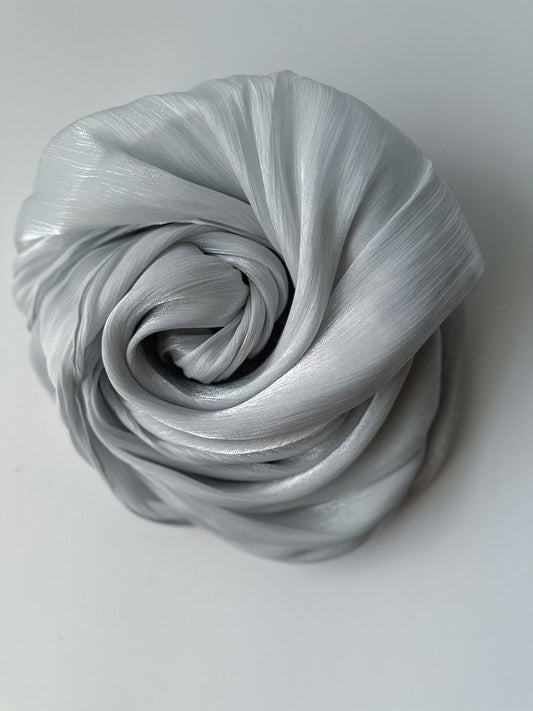 Shimmer Silk Hijab in Blue Silver