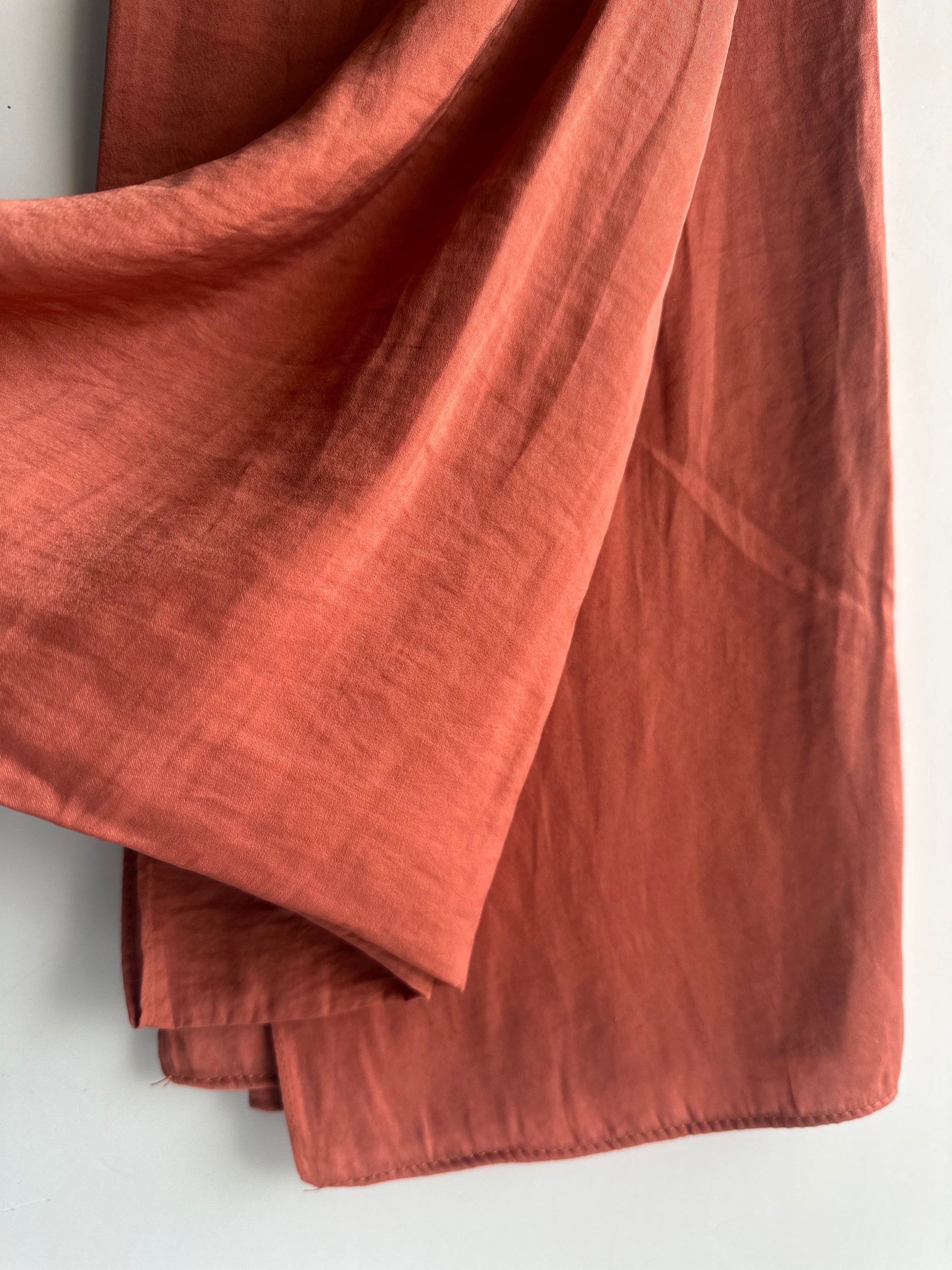 Velvet Silk Hijab in Burnt Orange