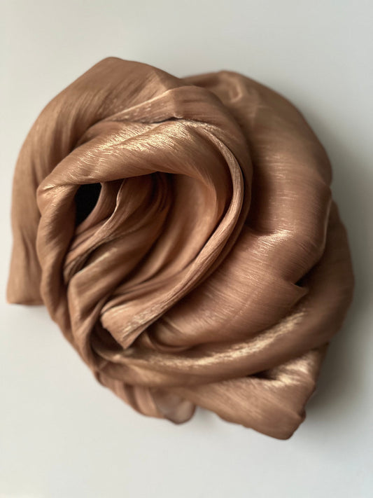 Shimmer Silk Hijab in Bronze