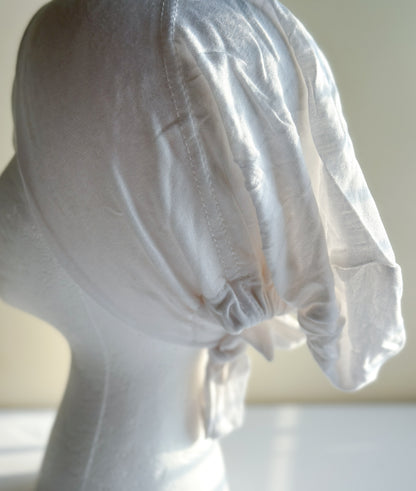 White cotton hijab undercap, alternate view