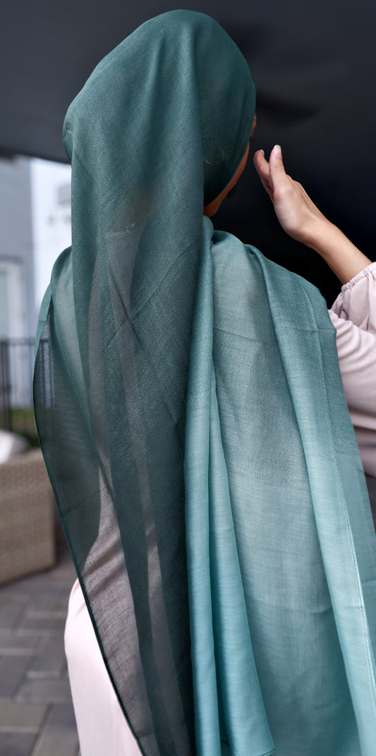 Ombré Modal Hijab in Forest & Mint