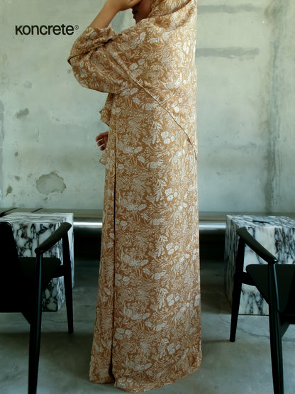 Vintage Flora floral-print kimono abaya with matching hijab