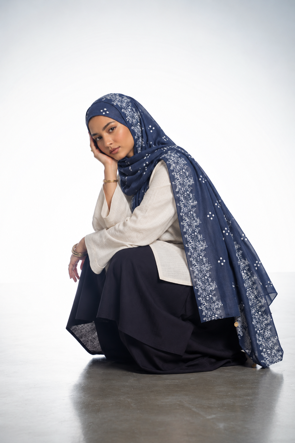 Bandhani Lace Printed Modal Hijab