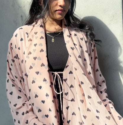 Pink Hearts kimono abaya, alternate view