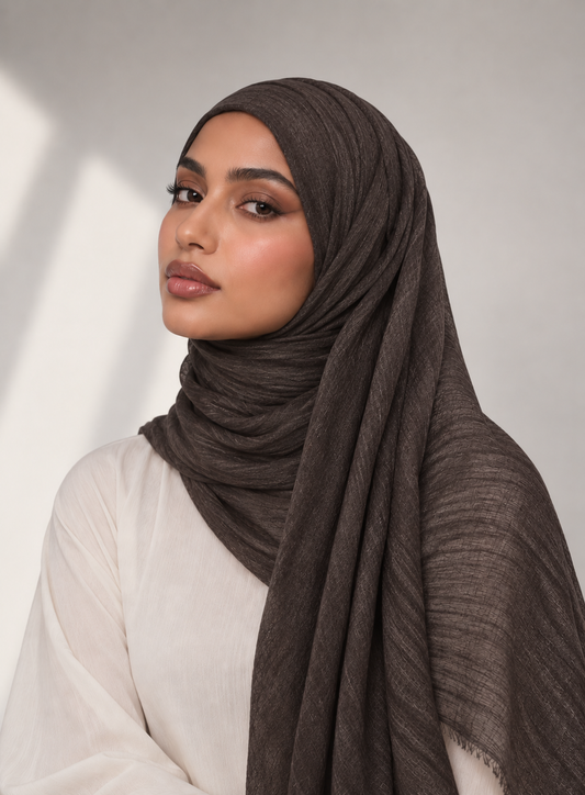 Crinkle Modal Hijab in Brunette