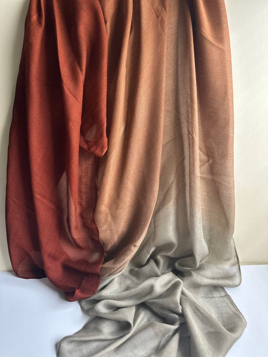 Ombré Modal Hijab in Brick & Grey