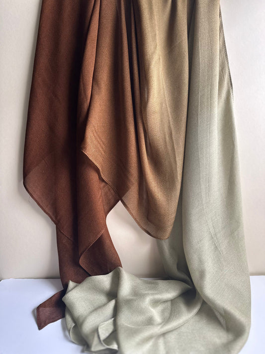 Ombré Modal Hijab in Brown & Olive