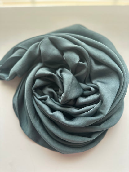 Velvet Silk Hijab in Prussian