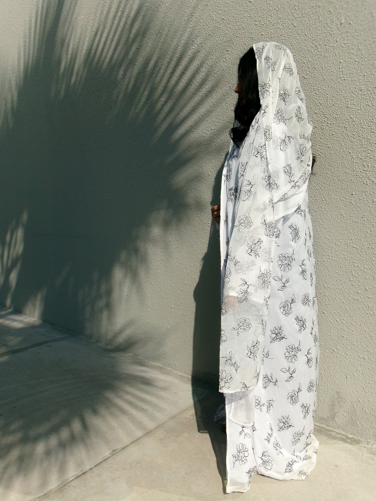 Black Rose embroidered abaya, alternate view
