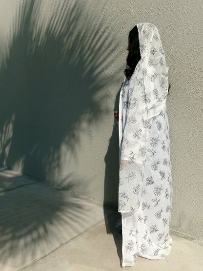 Black Rose embroidered abaya, alternate view