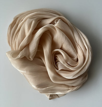 Shimmer Silk Hijab in Beige Gold