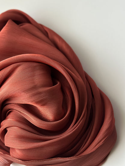 Shimmer Silk Hijab in Brick