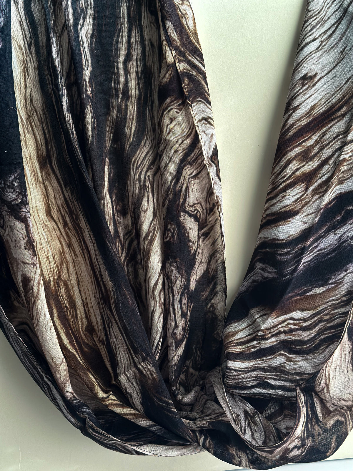 Black marble printed modal hijab, second alternate view
