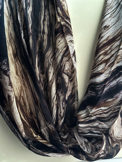 Black marble printed modal hijab, second alternate view