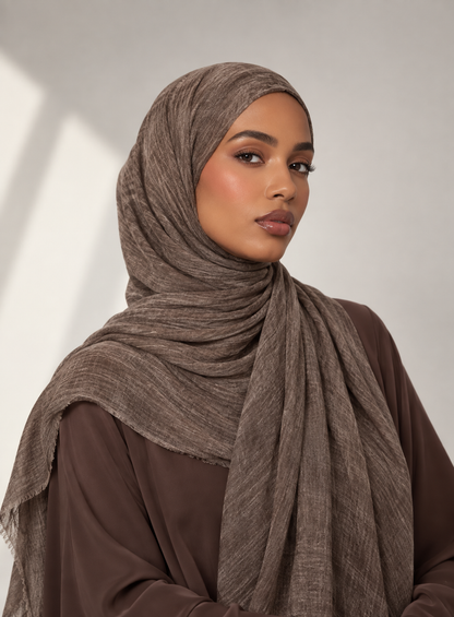Crinkle Modal Hijab in Wood